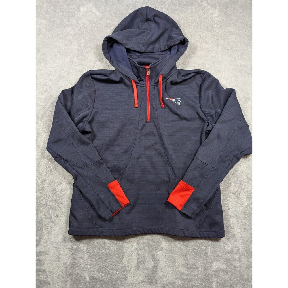 New England Patriots Sweatshirt Womens Sz Large Blue Hoodie Pockets NFL Football